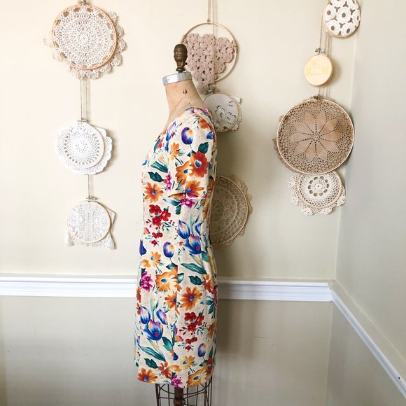 SOLD Vintage 90s Y2k Floral Short Sleeve Mini - Picture 2 of 7